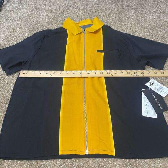 NEW VANS X Curren X Knost Top shirt top bowling yellow black full zip up SZ XS - Picture 5 of 6